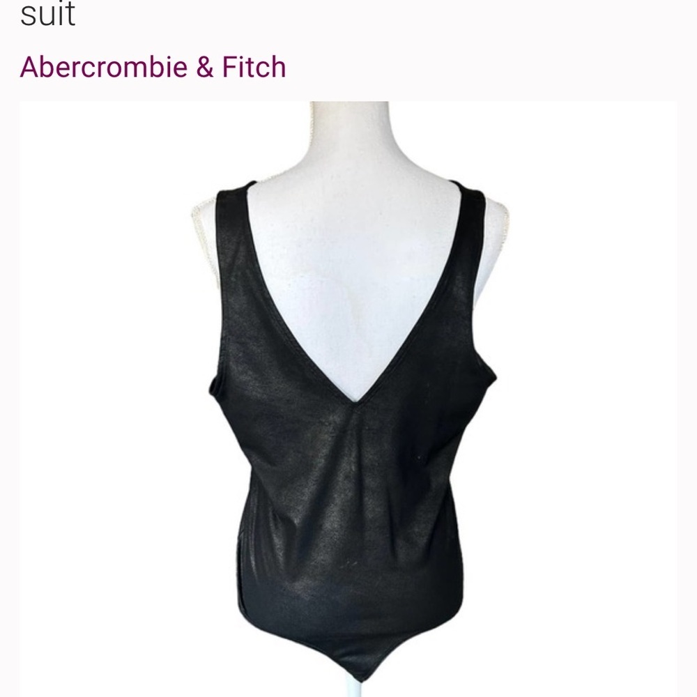 Abercrombie & Fitch Black Faux Leather Bodysuit Size Medium NWOT - Picture 4 of 9